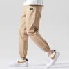 Calças Casuais 100% Algodão para Homens, Calças Jogger de Primavera e Outono, Estilo Masculino com Cordão, Tamanho Grande, Caimento Solto, Estilo Exportação