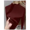 Camisa base de tricô de lã sem costura com gola alta meia para mulheres, macia e versátil, adequada como camada interna, nova blusa de manga comprida para outono e inverno