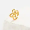 Accesorios de Moda Transfronterizos Europeos y Americanos, Anillo Abierto de Mariposa de Oro de 18 Quilates, Anillo Hueco de Acero Inoxidable de Estrella de Mar para Vacaciones