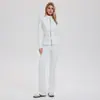 Conjunto de Roupa de Yoga Ajustada Estilo Europeu e Americano Transfronteiriço, Jaqueta Esportiva de Manga Longa com Zíper de Primavera, Calça Longa Flare de Fitness e Yoga Feminina