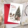 Cartão de Boas Festas de Natal com Ovelhinha Fofa e Árvore de Natal, com Envelope, Mensagem de Bênção para o Feriado, Convite, Cartão de Cumprimentos para Presente