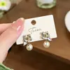 Los Magos de Oz Exquisitos Pendientes de Tachuela de Circonita Verde Oliva Súper Brillantes Estilo Francés Elegante de Alta Gama Pendientes de Piedra Verde Perla para Mujer