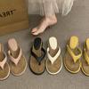Sandalias de Chancla Estilo Francés de Nuevo Estilo 2026 para Vacaciones en la Playa, Chanclas de Cuña Versátiles con Bloques de Color para Mujer, Adecuadas para Uso al Aire Libre en Verano