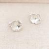 Aretes de Moda Japonesa y Coreana de Doble Capa Tridimensional con Flor de Trébol de Cuatro Hojas Chapados en Oro Real Elegantes Simples Aretes de Aguja de Plata 925 para Mujer
