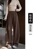 Pantalones de Mujer de Terciopelo Acolchado con Corte Curvo 2026 Nuevo Otoño/Invierno de Cintura Alta Adelgazantes Rectos Estrechos Casuales de Pierna Ancha