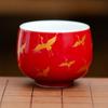 Taza de Maestro de Grulla en la Nube Taza Individual Taza de Té de Cerámica Taza de Té Pequeña Rojo Ciudad Prohibida Juego de Té Kung Fu Taza de Té China