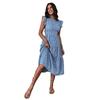 Popular Amazon Estação Independente Novo Produto 2024 Verão Saia Midi Feminina Francesa Vestido Floral Europeu e Americano