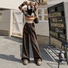 Pantalones vaqueros de pierna ancha a la moda para chicas jóvenes de color naranja # americanas de la calle principal, pantalones holgados y adelgazantes de cintura alta para mujer de otoño e invierno, pantalones de fregado versátiles