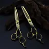 Tijeras de Peluquería Doradas Nepson de Acero Damasco Doradas de 6.0 pulgadas Tijeras para Cortar el Cabello Tijeras Adelgazadoras