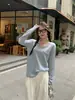 Novo Top de Tricô Outono Inverno Cinza Manga Longa Camada Base Suéter para Mulheres Outono Inverno Suéter Gola Cor Damasco