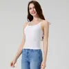 Camisola con Ribete de Encaje y Copas en el Pecho para Mujer, Verano 2026 Top Básico Ajustado con Sujetador Integrado