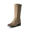 Nuevas Botas de Mujer Europeas y Americanas Otoño e Invierno Caña Alta Botas de Motocicleta Tacón Bajo Martins Talla Grande