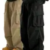 2026 Pantalones Casuales de Verano para Hombre Transfronterizos de Color Sólido con Múltiples Bolsillos Elegantes Sueltos de Pierna Recta Ropa de Trabajo Versátiles Pantalones Largos Venta al por Mayor