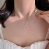 Fangxing S925 Prata Esterlina Pedra da Lua Beleza Lágrimas Colar Feminino Luxo Acessível Design de Nicho Corrente para Clavícula Estilo Frio Novo Verão