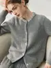 Cárdigan de Punto de Cachemira de Alta Gama Incrustado de Diamantes para Mujer en Otoño e Invierno Nuevo Color Puro Cuello Redondo Top Versátil Chaqueta Suéter