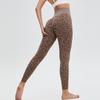 Gran Venta No Reembolsables y No Intercambiables Pantalones de Yoga Transfronterizos Europeos y Americanos para Mujer Estampado de Leopardo Sin Costuras Levanta Glúteos de Cintura Alta Pantalones Color Durazno Pantalones de Running para Fitness