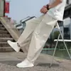 Pantalones Casuales de Algodón y Lino Estilo Chino Nuevo de Verano Pierna Ancha Color Sólido para Hombre Pantalones Harem Tai Chi Pantalones Hanfu