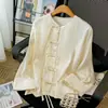 Nuevas Blusas Camisas de Estilo Chino Nacional para Mujer, Primavera 2026, Impresionante Estilo Holgado y Relajado Inspirado en el Zen, Camisas de Alta Gama y Únicas