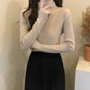 Camiseta Básica Cuello Medio Ropa Interior Femenina Otoño e Invierno 2025 Nuevo Ajuste Delgado Moda Manga Larga Negro Cuello Redondo Suéter de Punto