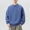 2025 Nuevo Otoño Japonés Retro Tejido Denim Hombres Cuello Camisero Manga Larga Vintage Lavado Sudadera Holgada Versátil