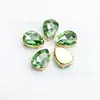 Taladro de vidrio de alta calidad con forma de gota de agua y base puntiaguda, con diamantes de imitación dorados, para coser a mano, para ropa, zapatos, bolsos y accesorios de joyería.