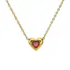 Moderna Cadena para Clavícula de Acero de Titanio con Diamante en Forma de Corazón Cadena Versátil de Suéter Chapada en Oro de 18K con Circonita Joyería de Alta Gama