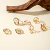 Joyería Europea y Americana, Anillos Personalizados de Perlas Barrocas de Aleación a la Moda, Juego de Anillos Geométricos Irregulares