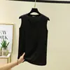 2025 Modal Europeo y Americano Exportación Transfronteriza Nueva Camiseta de Verano Color Sólido Cuello Redondo Sin Mangas Holgada Moda para Mujer Espalda