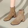 Botas Martin de Tacón Grueso con Flocado para Mujer 2026 Tendencia Elegantes Nueva Temporada Otoño Invierno Botines Delgados con Felpa Talla Grande Tacón Alto