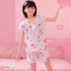 Pijamas de niña para niños de verano, traje delgado de manga corta, pijama de algodón burbuja de dibujos animados para niña, traje para el hogar al por mayor