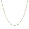 Collar de Cadena Fina de Hoja Curva de 1.0 mm con Cuentas Brillantes Separadas por Color Electroplateadas S925 de Plata de 1.2 mm, Cadena Lisa de Nuevo Estilo de Nicho de Lujo Ligero