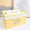 Linda cesta de almacenamiento plegable de colores de caramelo con tapa, organizador grande de escritorio para cosméticos, caja de almacenamiento de juguetes para niños