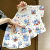 Nuevo Conjunto de Dos Piezas para Niños y Niñas Bebés, Camiseta de Manga Corta con Estampado Lindo de Stitch y Pantalones