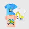 Camiseta Informal de Manga Corta para Niños Primavera/Verano 2026 con Estampado de Animales de Dibujos Animados, Cuello Redondo, para Niños Pequeños, Ropa Transfronteriza