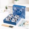 Juego de Cuencos Florales Acuarela Cerámica Plato Tazón de Arroz Vajilla Transfronteriza Caja de Regalo Estilo Ins Corazón de Niña