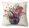 Funda de Almohada Halloween Calabaza Divertida Transfronteriza Amazon Estampado de Lino Funda Decorativa para Cojín de Sofá del Hogar