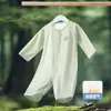 Macacão de Bebê Verão Fino Tencel Manga Longa Pijama Unissex Bebê Ar Condicionado Macacão de Engatinhar Romper para Recém-Nascido Roupa de Casa
