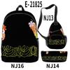 3D Transfronterizo Amazon Animación Gracias Guapo Mochila Escolar Mochila Bolso Cruzado Estuche para Lápices Juego de Tres Piezas Estampado