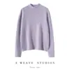 Tricô de Peça Única de Caxemira Novo Outono/Inverno para Mulheres, Solto, Padrão de Zimbro, Gola Meia-Alta, Cor Sólida, Simples, Versátil, Tricô Base