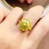 Anel de Peridoto Natural Transfronteiriço Acessórios Femininos Nicho Alta Qualidade Joias de Prata 925 3*5 Venda Direta da Fábrica de Joias