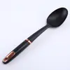 Exclusivo transfronteiriço: Conjunto de utensílios de cozinha de nylon de nove peças com cabos banhados a ouro rosa, incluindo conchas de sopa e espátulas, para uso na cozinha