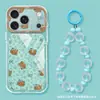 Pulseira de gato com estampa de leopardo adequada para capa de celular Apple 17pm iphone15 fofo desenho animado 16 transparente 14 furos finos 18