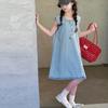 Vestido de Menina Verão 2025 Novo Elegante Infantil Verão Fino Babado Sem Mangas Regata Jeans