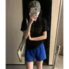 Pantalones Cortos Deportivos Grises Estilo Coreano con Borde Enrollado para Mujer, Estilo Delgado de Verano, Pantalones de Chándal Casual de Pierna Ancha Línea A, Pantalones Cortos Sueltos de Tres Cuartos