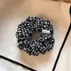 Scrunchie plissado com estampa de leopardo, estilo coreano, retrô, estiloso, elástico de alta qualidade para rabo de cavalo baixo para mulheres
