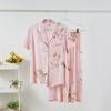 Pijamas nuevos de primavera y verano para mujer de algodón seda de dos piezas estampado nude cárdigan manga corta pijamas ropa para el hogar para mujer al por mayor