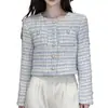 Elegante chaqueta corta con bolsillos y botones de perla, con un diseño inspirado en Chanel, adecuada para mujeres en primavera y otoño, al por mayor, de nicho, corte holgado y elegante, para ventas transfronterizas