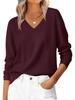 Otoño 2025 Nuevo Suéter de Punto Básico de Color Sólido de Manga Larga Holgado con Cuello en V Suave para Mujer