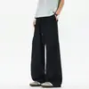 Calças cargo cáqui de perna larga para homens, finas de verão, soltas, retas, casuais, compridas, com múltiplos bolsos e um leve bootcut, comprimento até o chão