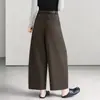 Calça larga curva simples e estilosa para mulheres, novo modelo outono 2026, cintura alta, modeladora, cropped, solta e versátil, calça casual